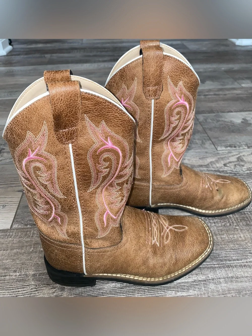 Shyanne Madison Pink Brown Tan White Cowgirl Western Boots Girl’s Size 4